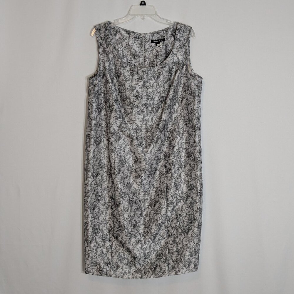 DANA KAY Gray Floral Sleeveless Sheath Dress w Soft Sheen; Size 14W